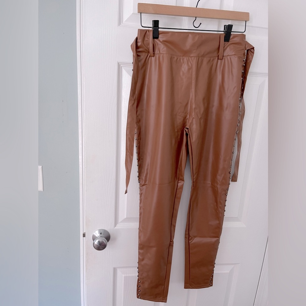 Brown pleather pants